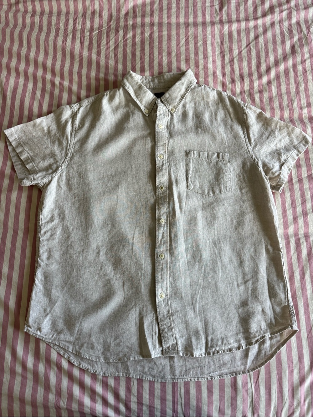 J. Crew Men's Short-Sleeve Button-Down Shirt — Light Gray
